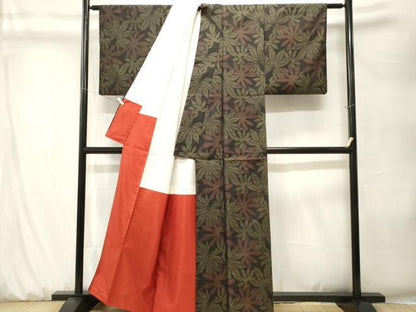 平和屋着物■本場大島紬　舞葉文　正絹　逸品　CABK3918ev