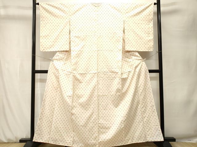 平和屋着物■上質な紬　十字絣文様　正絹　逸品　CABK3925ev