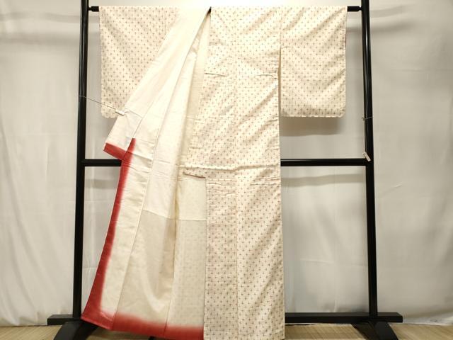 平和屋着物■上質な紬　十字絣文様　正絹　逸品　CABK3925ev