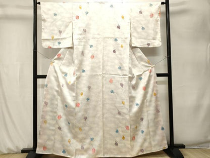平和屋着物■上質な小紋　バラ　暈し染め　正絹　逸品　CABK3931ev