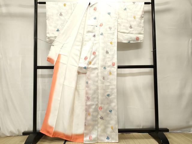 平和屋着物■上質な小紋　バラ　暈し染め　正絹　逸品　CABK3931ev