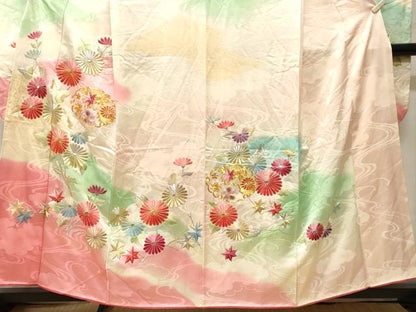 平和屋着物■豪華振袖　駒刺繍　雪輪枝花文　暈し染め　金彩　正絹　逸品　CABK3938ev