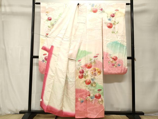 平和屋着物■豪華振袖　駒刺繍　雪輪枝花文　暈し染め　金彩　正絹　逸品　CABK3938ev