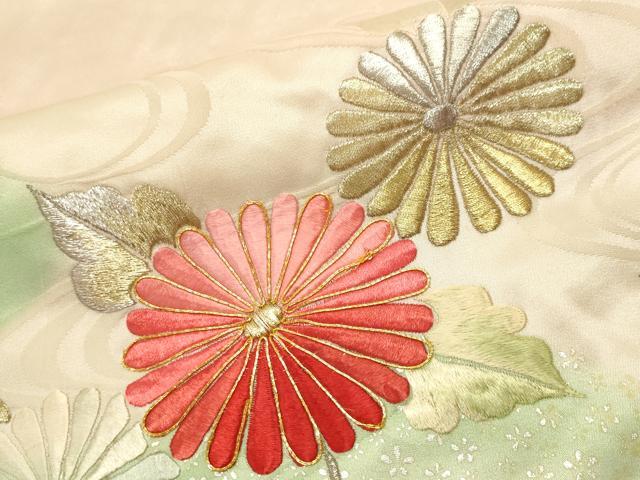平和屋着物■豪華振袖　駒刺繍　雪輪枝花文　暈し染め　金彩　正絹　逸品　CABK3938ev
