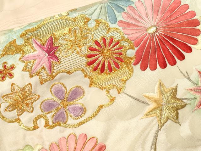 平和屋着物■豪華振袖　駒刺繍　雪輪枝花文　暈し染め　金彩　正絹　逸品　CABK3938ev