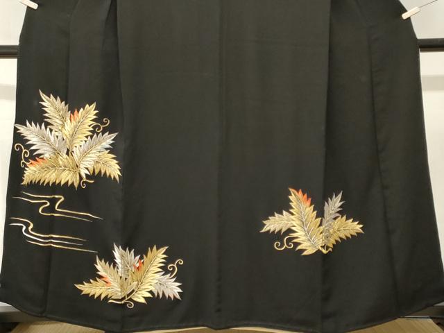 平和屋着物■豪華黒留袖　刺繍　唐草文　金銀糸　正絹　逸品　CABK3943ev