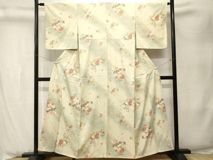 平和屋着物■上質な小紋　流水地紙花蝶文　暈し染め　金彩　正絹　逸品　CABK3950ev