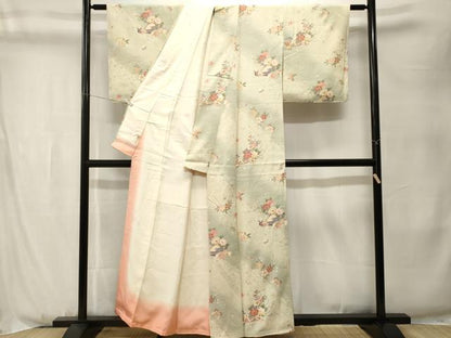 平和屋着物■上質な小紋　流水地紙花蝶文　暈し染め　金彩　正絹　逸品　CABK3950ev