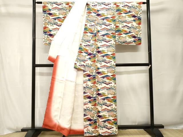 平和屋着物■上質な小紋　型染め　松草花文　正絹　逸品　CABK3952ev