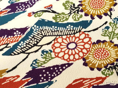 平和屋着物■上質な小紋　型染め　松草花文　正絹　逸品　CABK3952ev