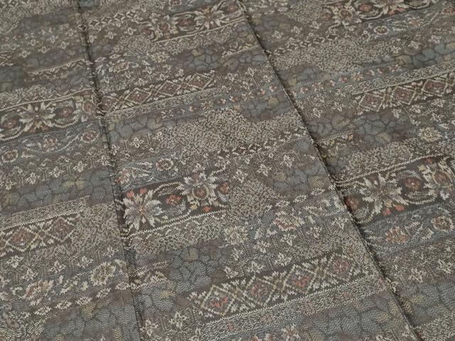 平和屋着物■上質な紬　更紗草花文　正絹　逸品　CABK3955ev