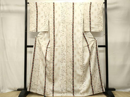 平和屋着物■上質な小紋　枝花間道　金彩　三越扱い　正絹　逸品　CABK3962ev