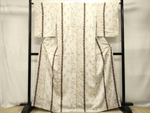 平和屋着物■上質な小紋　枝花間道　金彩　三越扱い　正絹　逸品　CABK3962ev
