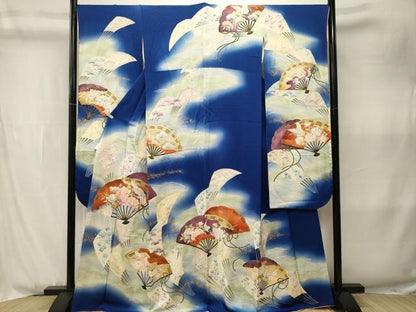 平和屋着物■豪華振袖　駒刺繍　流水檜扇花文　暈し染め　正絹　逸品　CABK3969ev