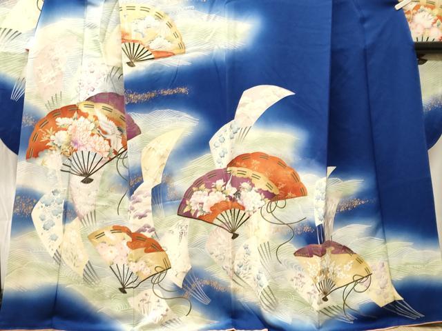 平和屋着物■豪華振袖　駒刺繍　流水檜扇花文　暈し染め　正絹　逸品　CABK3969ev
