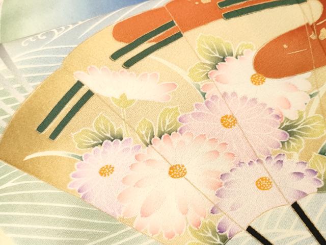平和屋着物■豪華振袖　駒刺繍　流水檜扇花文　暈し染め　正絹　逸品　CABK3969ev