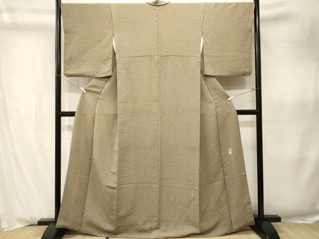 平和屋着物■上質な小紋　作家物　麻の葉文様　鬼しぼ縮緬　正絹　逸品　CABK3972ev