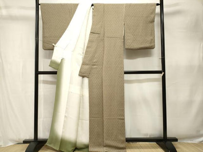 平和屋着物■上質な小紋　作家物　麻の葉文様　鬼しぼ縮緬　正絹　逸品　CABK3972ev