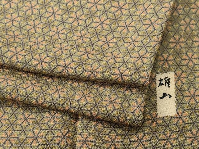 平和屋着物■上質な小紋　作家物　麻の葉文様　鬼しぼ縮緬　正絹　逸品　CABK3972ev
