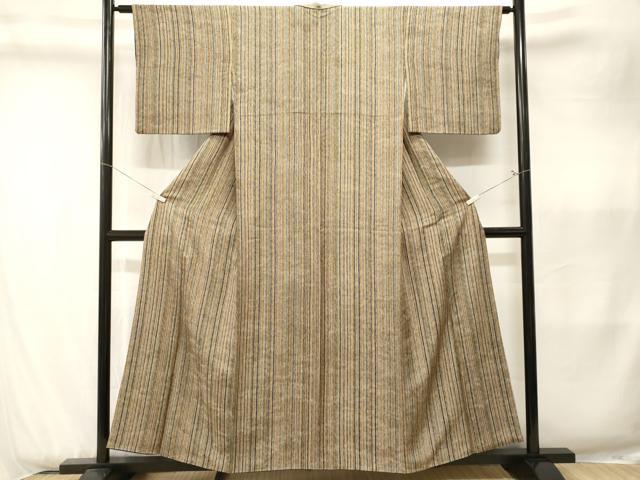 平和屋着物■上質な小紋　縞　正絹　逸品　CABK3977ev