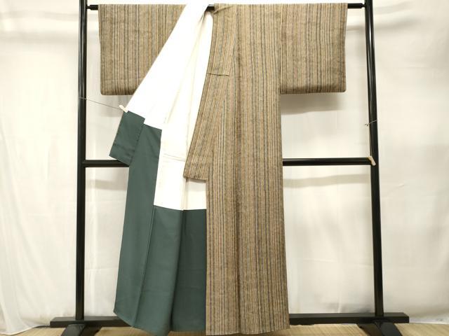 平和屋着物■上質な小紋　縞　正絹　逸品　CABK3977ev