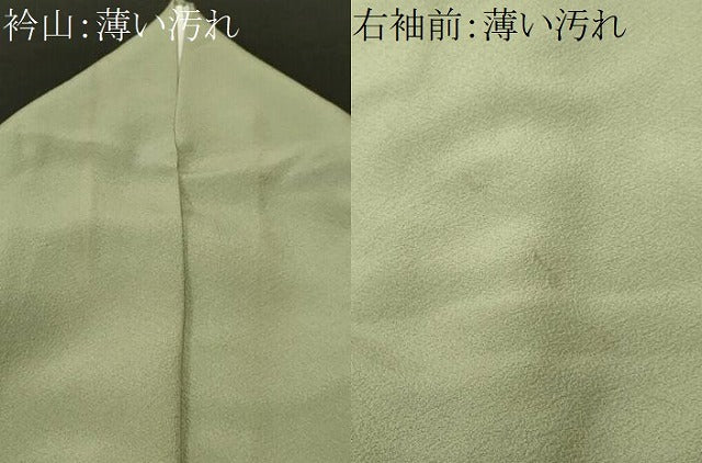 平和屋着物■上質な色無地　山葵色　正絹　逸品　CABK3982ev