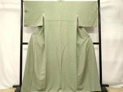 平和屋着物■上質な色無地　山葵色　正絹　逸品　CABK3982ev