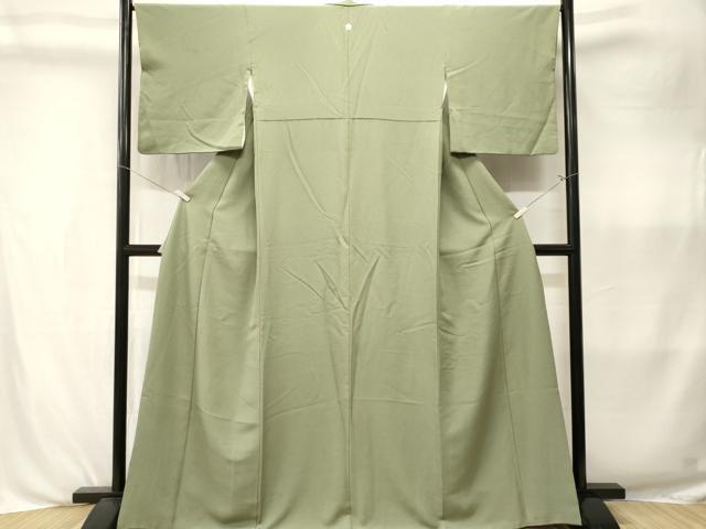 平和屋着物■上質な色無地　山葵色　正絹　逸品　CABK3982ev