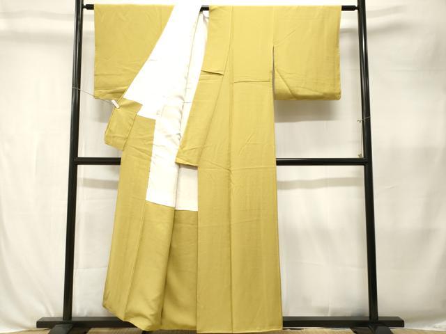 平和屋着物■上質な色無地　平安の調べ　草木染め　堅牢染　芥子色　反端付き　正絹　逸品　CABK3983ev