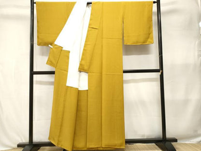 平和屋着物■上質な色無地　雅び彩重ね染　黄朽葉色　正絹　逸品　CABK3984ev