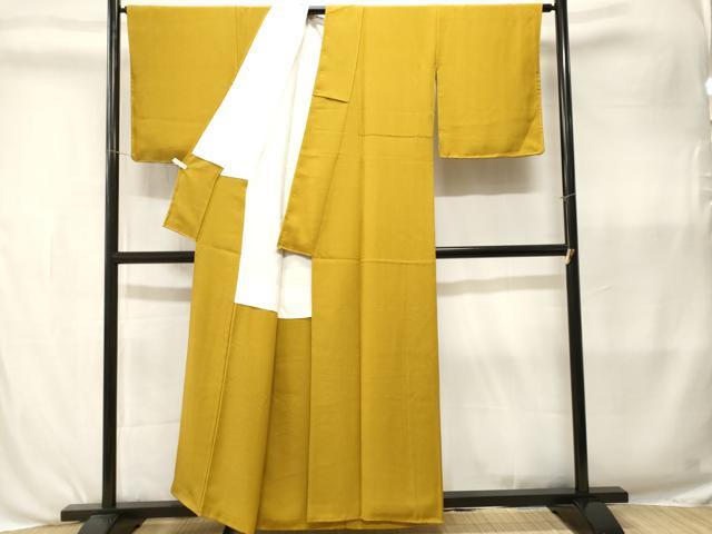 平和屋着物■上質な色無地　雅び彩重ね染　黄朽葉色　正絹　逸品　CABK3984ev