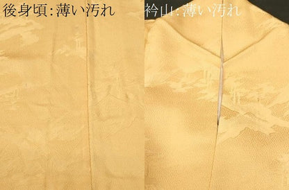 平和屋着物■上質な色無地　遠山樹林地紋　花葉色　正絹　逸品　CABK3985ev