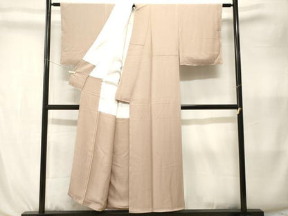 平和屋着物■上質な色無地　亜麻色　正絹　逸品　CABK3988ev