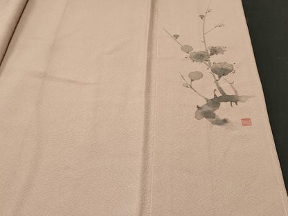 平和屋着物■上質な色無地　亜麻色　正絹　逸品　CABK3988ev