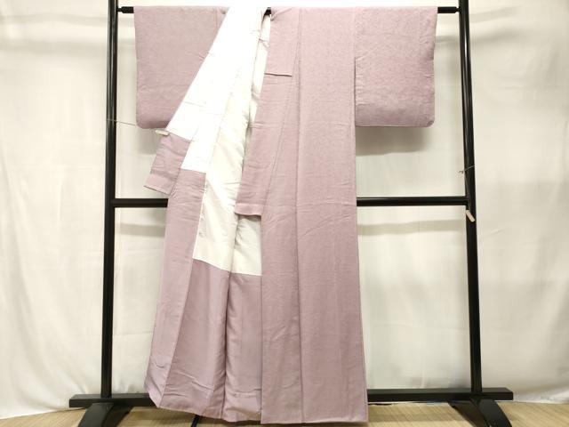 平和屋着物■上質な色無地　芝草花地紋　紅藤色　正絹　逸品　CABK3992ev