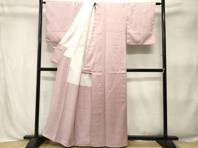 平和屋着物■上質な色無地　紗綾形地紋　薄柿色　CABK3993ev