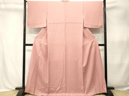平和屋着物■上質な色無地　霞地紋　珊瑚色　正絹　逸品　CABK3995ev
