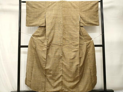 平和屋着物■上質な紬　格子柄　正絹　逸品　CABK4001ev