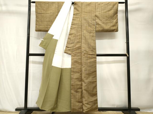 平和屋着物■上質な紬　格子柄　正絹　逸品　CABK4001ev
