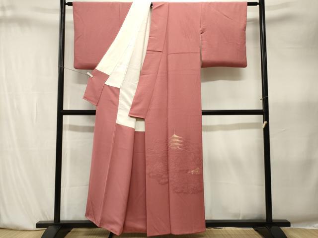 平和屋着物■豪華色留袖　風景文　金糸　正絹　逸品　CABK4003ev