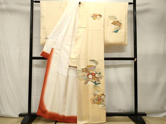 平和屋着物■訪問着　地紙重ね吉祥花唐草文　金彩　正絹　逸品　CABK4008ev