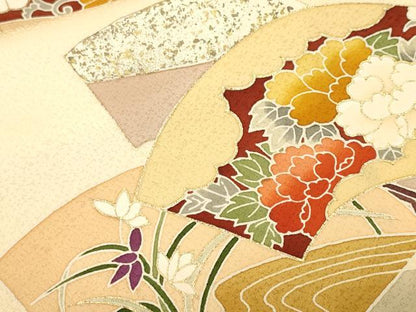 平和屋着物■訪問着　地紙重ね吉祥花唐草文　金彩　正絹　逸品　CABK4008ev