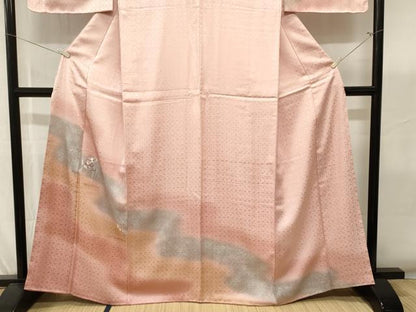 平和屋着物■訪問着　総刺繍　花唐草文　暈し染め　正絹　逸品　CABK4009ev