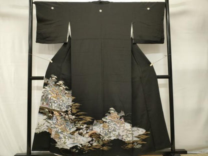 平和屋着物■豪華黒留袖　駒刺繍　松竹梅御所解文　金彩　正絹　逸品　CABK4011ev