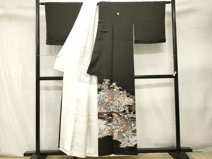 平和屋着物■豪華黒留袖　駒刺繍　松竹梅御所解文　金彩　正絹　逸品　CABK4011ev