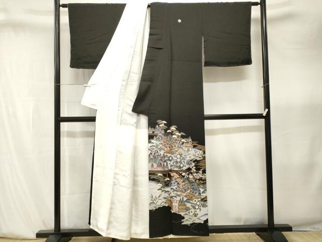 平和屋着物■豪華黒留袖　駒刺繍　松竹梅御所解文　金彩　正絹　逸品　CABK4011ev