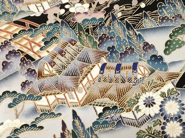 平和屋着物■豪華黒留袖　駒刺繍　松竹梅御所解文　金彩　正絹　逸品　CABK4011ev