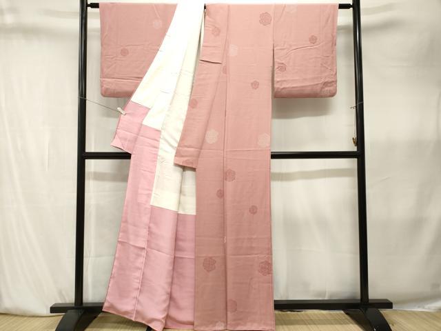 平和屋着物■上質な小紋　幾何学花文　正絹　逸品　CABK4014ev