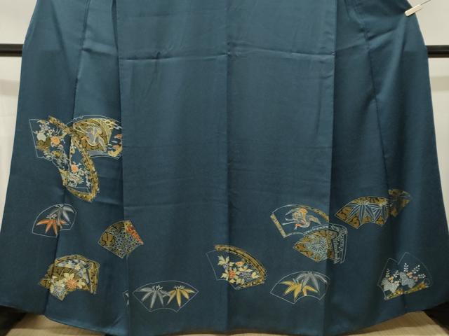 平和屋着物■訪問着　地紙飛鶴草花文　正絹　逸品　CABK4015ev