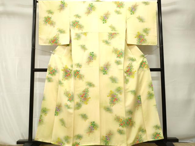 平和屋着物■上質な小紋　草花文　暈し染め　正絹　逸品　CABK4021ev